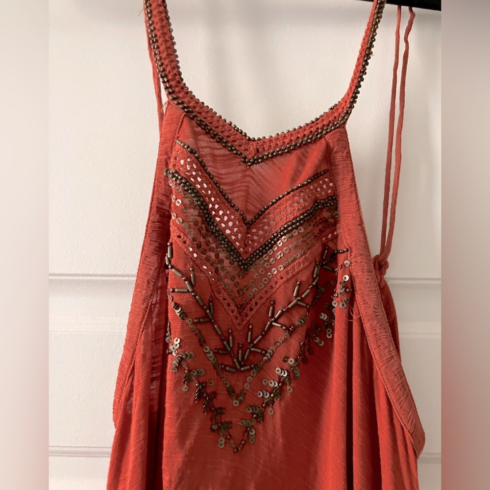 Free People Orange Beaded Dress